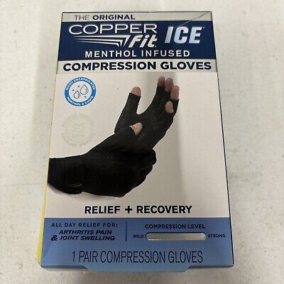 Copper Fit Ice Menthol Infused Compression Gloves Size L/XL Unisex NEW Open Box