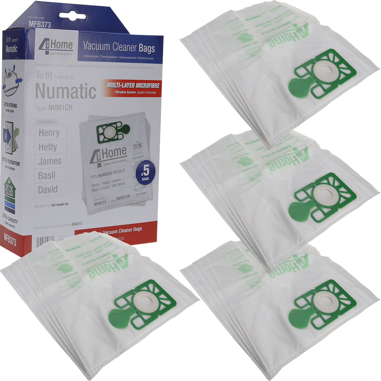20 Hepa Flo Cloth HEPAFLO Vacuum Dust Bags for Numatic Henry James ...