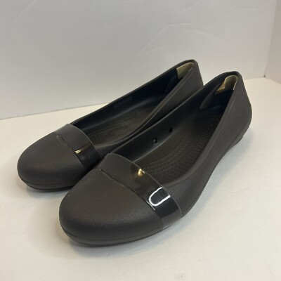 Crocs Women's Brynn Flat Slip On Ballet Flats Size 6 Brown 202309