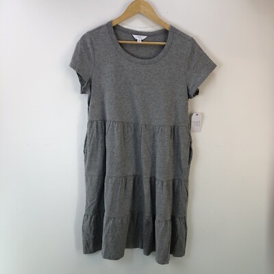 Time and Tru Women's Short Sleeve Tiered Knit Dress, Size Small