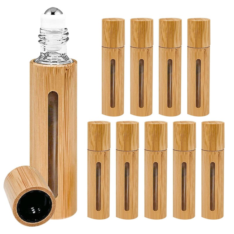 Roll On Bottles Nature Bamboo Perfume Roller Refillable