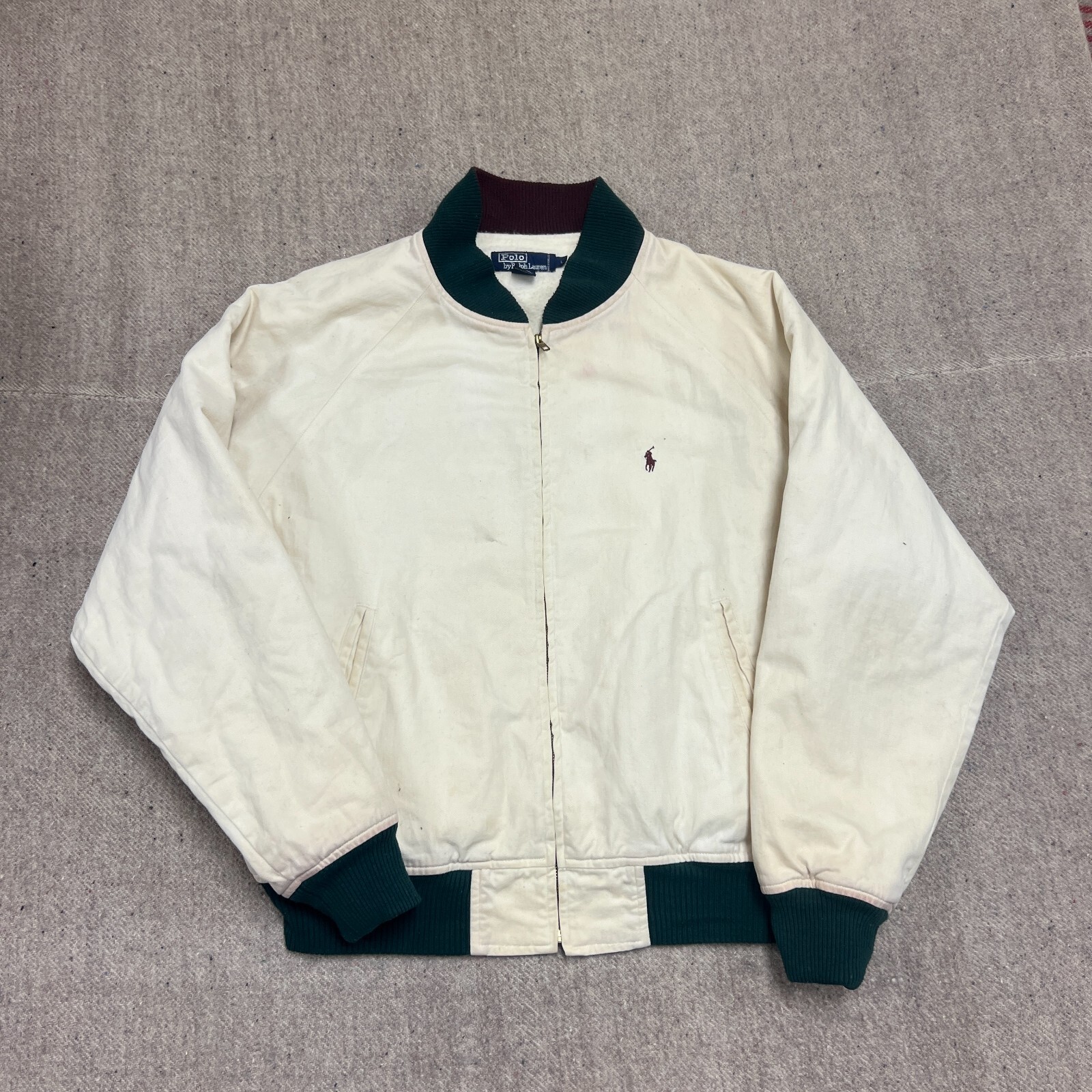 Vintage Polo Ralph Lauren Bomber Jacket Mens Large White