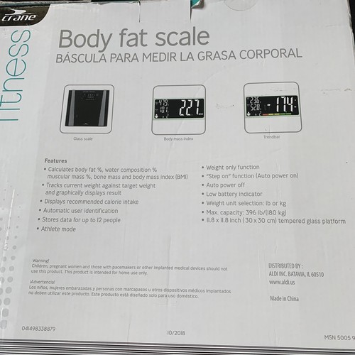 Electronic LCD Bathroom Scale Slim Digital 400lb Body Weight BMI & Fat Display.