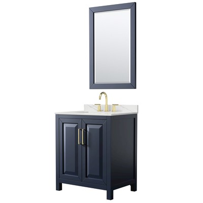 Wyndham Collection WCV252530S-QTZ-US3M24 Daria 30'' - Dark Blue / Giotto Quartz