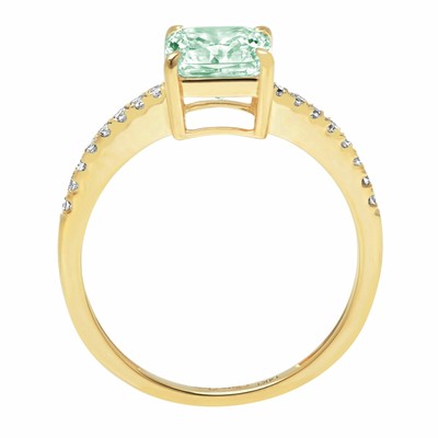 Pre-owned Pucci 1.66ct Asscher Cut Blue Moissanite Promise Bridal Designer Ring 14k Yellow Gold