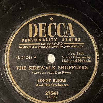 10'' 78 RPM-Sonny Burke-That's the One for Me/The Sidewalk Shufflers/Decca 27541