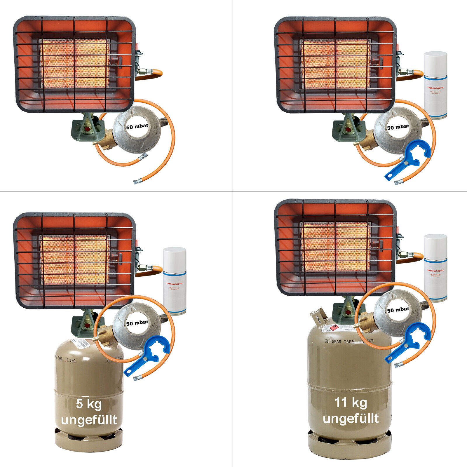 Gas-Heiz-Strahler 4200 W Piezo Bauheizer Heizung für Gasflasche 5 11kg Gasregler