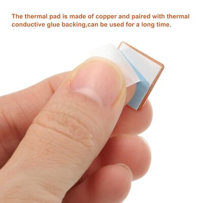 Copper Sheet Shim 0.3mm 15x15mm Thermal Adhesive for CPU Cooling 5 Set