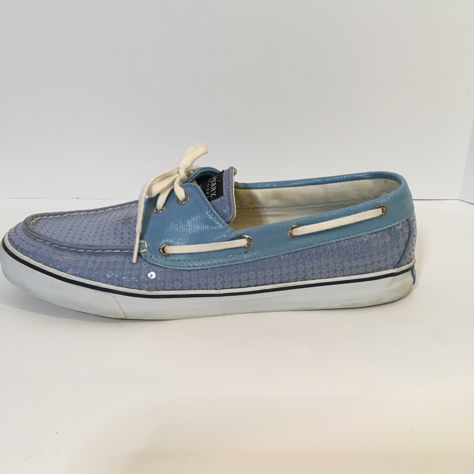 Sperry Top-Sider Women's Blue Sequin Biscayne Boat Shoes Sz 12 M #9383282