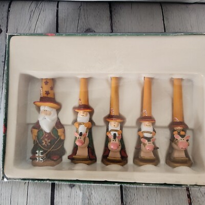 Studio G Christmas Santa Cowboy & Elves on cows 1995 J. Adams Fe Fi Fo Fum Set