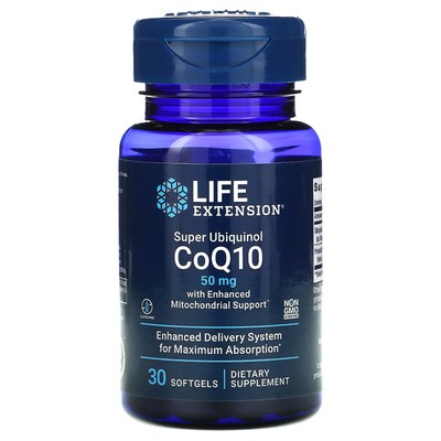 Super Ubiquinol CoQ10 с усиленной поддержкой митохондрий, 50 мг, 30 мягких желатиновых капсул