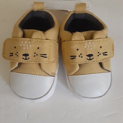Gerber Baby Lion Face Canvas Shoe Sz 3-6 Mo Cuteness
