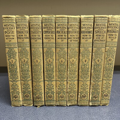 1916 Antique Self-Help Book Set ''Mental Efficiency Series... How to Attain It''