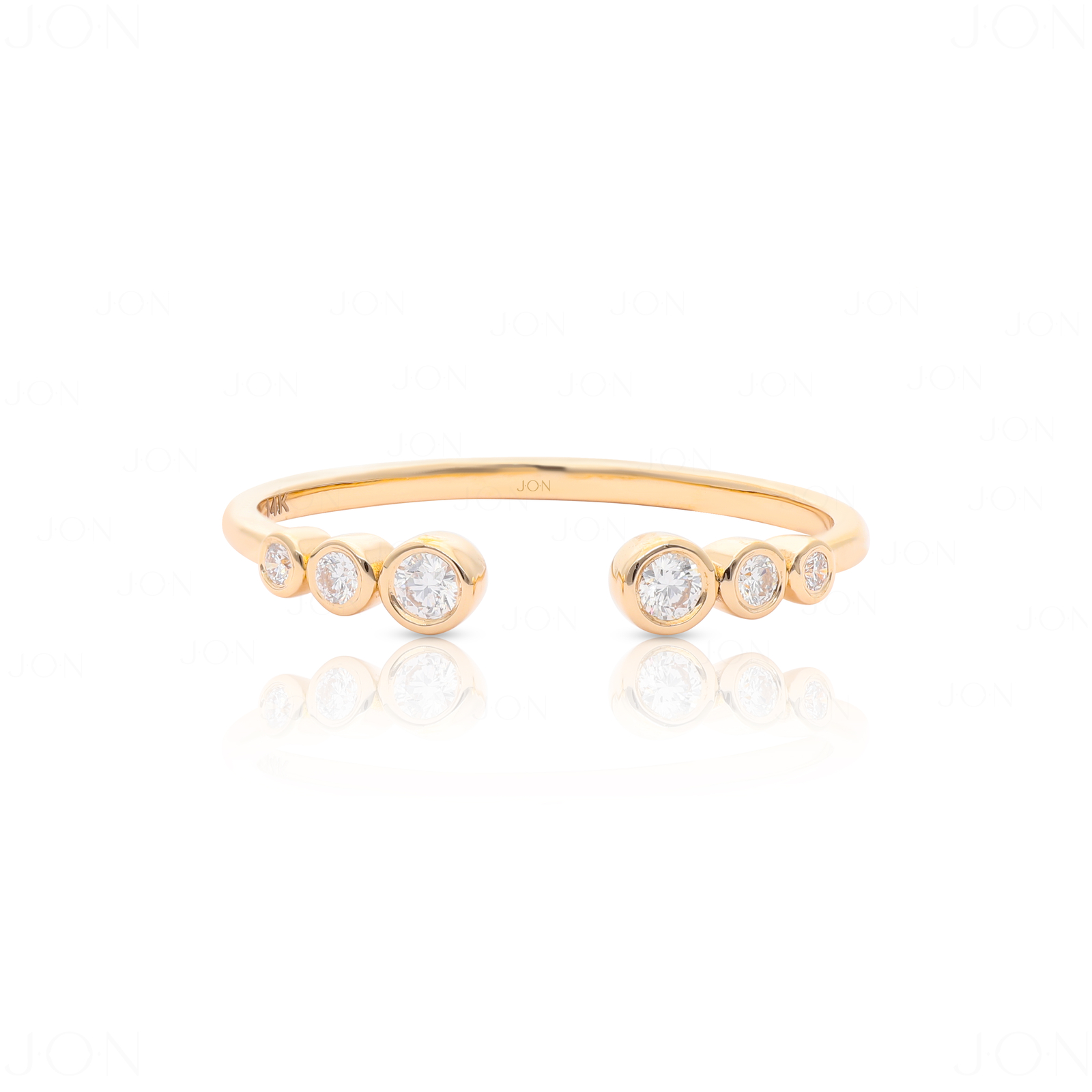 14k Gold Diamond Minimal Open Cuff Stack Ring-Birthday Gift Minimalist Ring