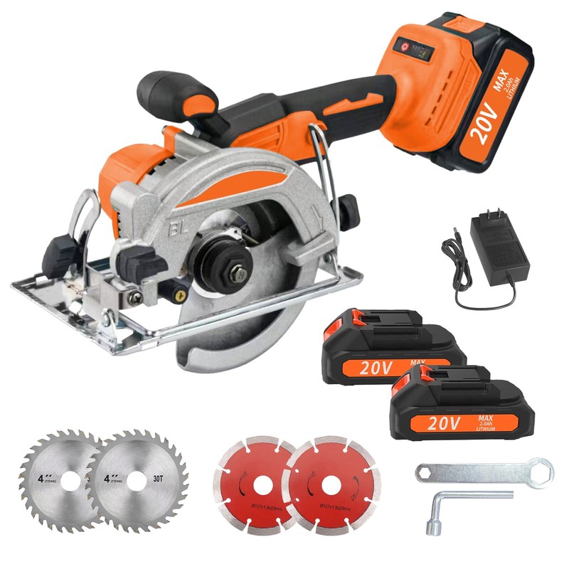 CINYATEN 20V Cordless Circular Saw Handheld with 2 Battery Blade