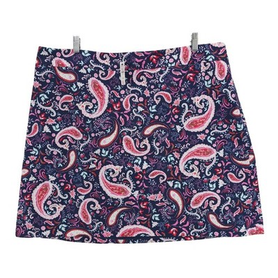 NWT TALBOTS Skirt Paisley Navy Blue Red Pink Colorful Lined Stretch 22W