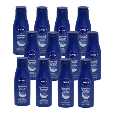 12 Pack Nivea Essentially Enriched Body Lotion 2.5 oz Travel Size Almond Oil 