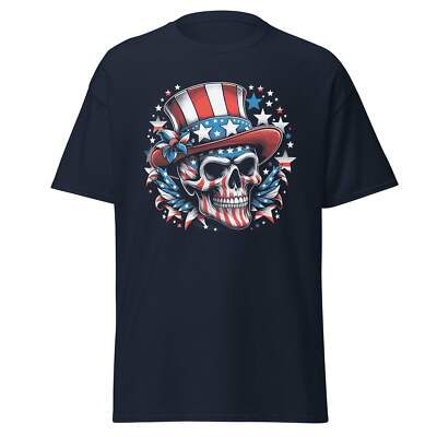 4th of July Skull T-Shirt – Patriotic American Flag Skull Graphic Tee