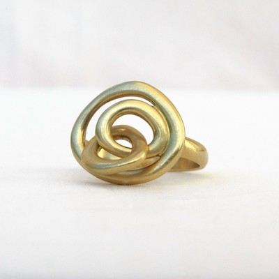 Pre-owned Handmade 18k Gold Ring, Gold Statement Ring, 3 Gold Link Ring, Cocktail Ring, Solid Gold