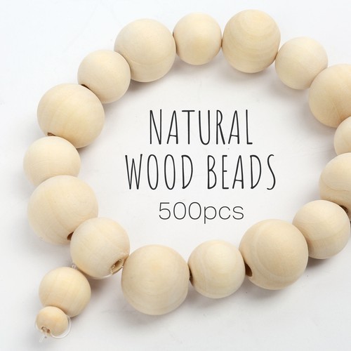 2000PCS Wooden Beads Craft Round Natural Unfinished Wood 8/10/12/14/16/18mm