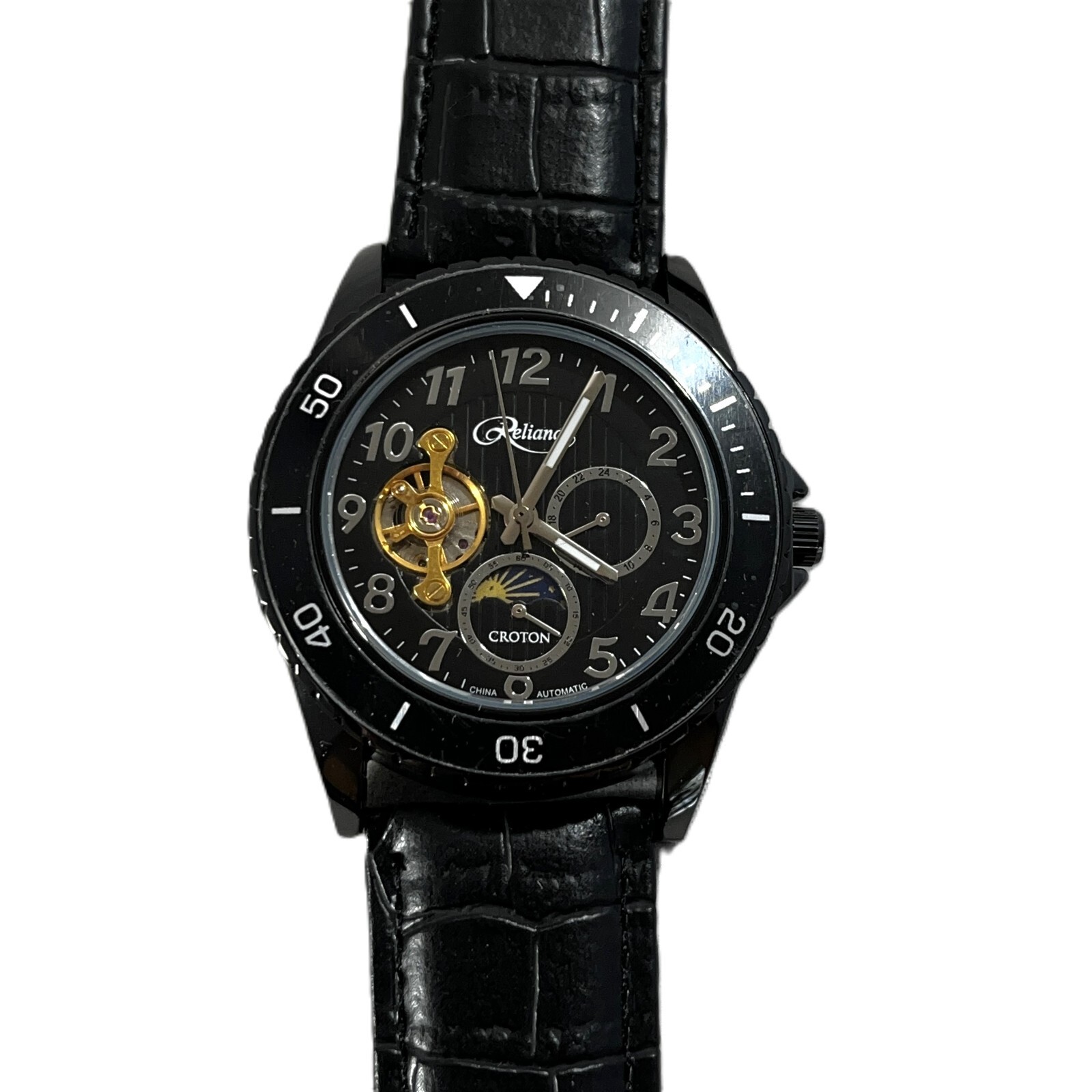 Pre-owned Croton Men's Watch Reliance Automatic Timepiece Black 306081bk