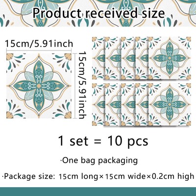 10Pcs 6x6in Peel and Stick Backsplash For Kitchen Home DIY Mural Stickers Decors