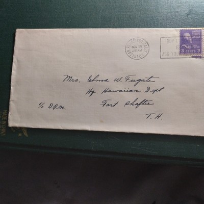 Fort Shafter Territory Hawaii Cover From 1940 Sent From San Francisco, U. S. A. 