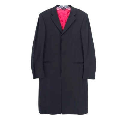 DONNA KARAN Collection Black Virgin Wool Long Coat Made in ITALY Size 40
