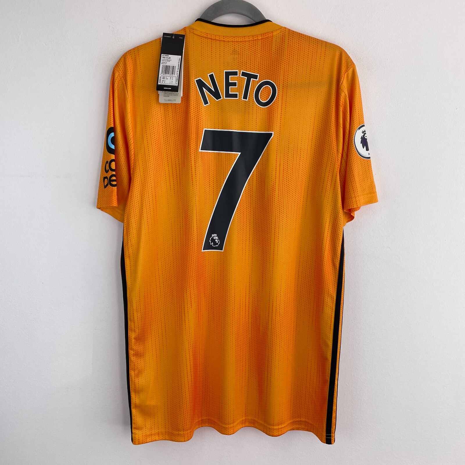 Wolverhampton Wanderers Neto 7 Mサイズ Wolverhampton 2019/2020 Adidas Home Shirt Soccer Jersey Size