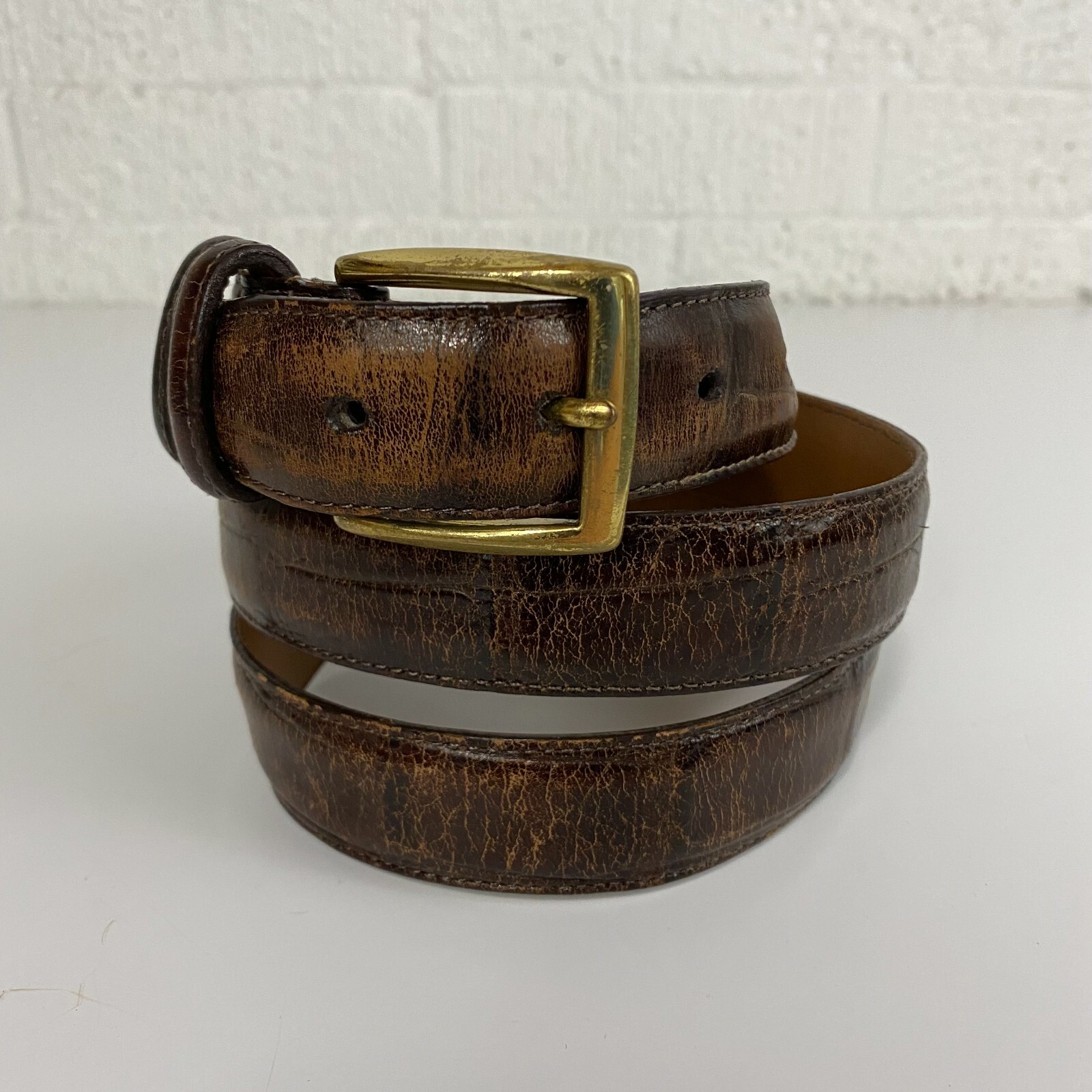 Brighton Distressed Brown Leather Belt 40