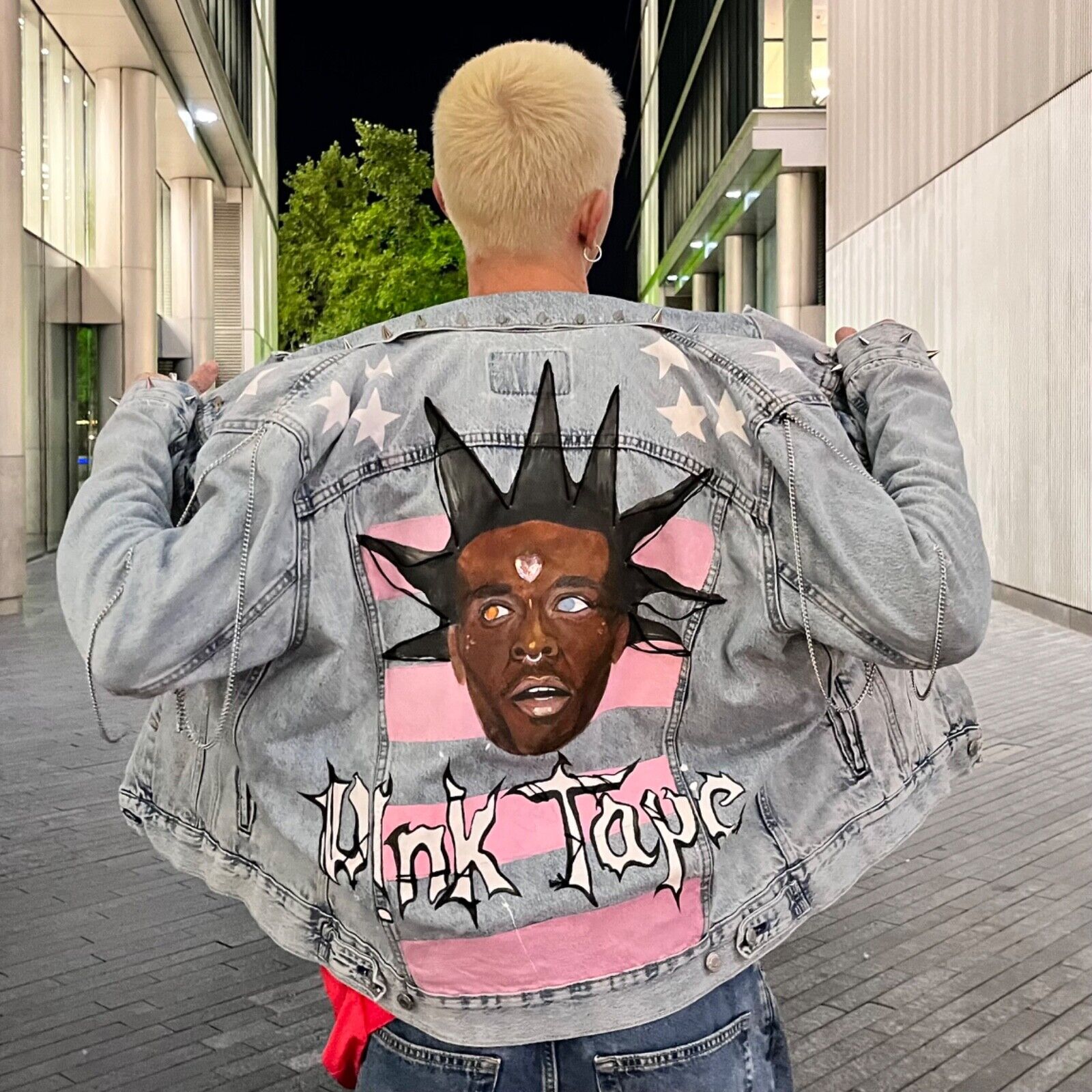 custom jeans jacket hand painted Lil Uzi vert rap punk Zara custom jeans jacket hand painted Lil Uzi vert rap punk Zara