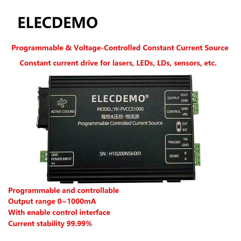Programmable constant current source, voltage controlled current source, 0-1A hi