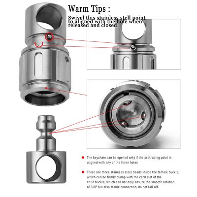 Quick Release KeychainTitanium Carabiner KeychainDetachable Pull Apart Swivel...