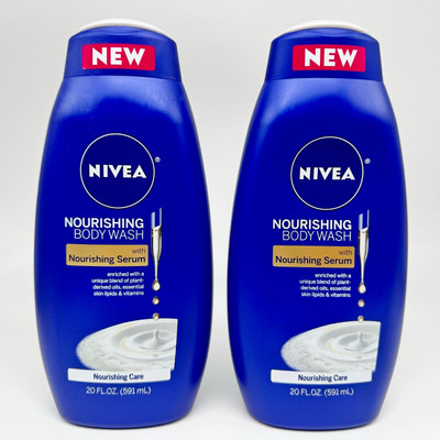 NIVEA Nourishing Care Body Wash with Nourishing Serum,  2PK x 20 oz