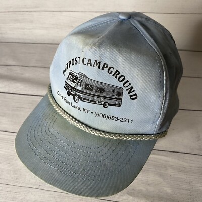 Vtg OUTPOST CAMPGROUND CAVE RUN LAKE KY RV Park Hat Snapback Trucker Ball Cap