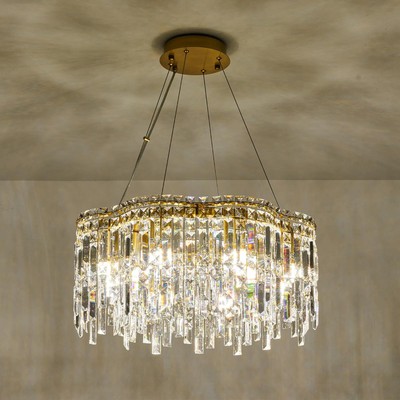 PAFEE 6 Light Crystal Chandelier 20'' Modern Dining Room Chandelier Large Roun...
