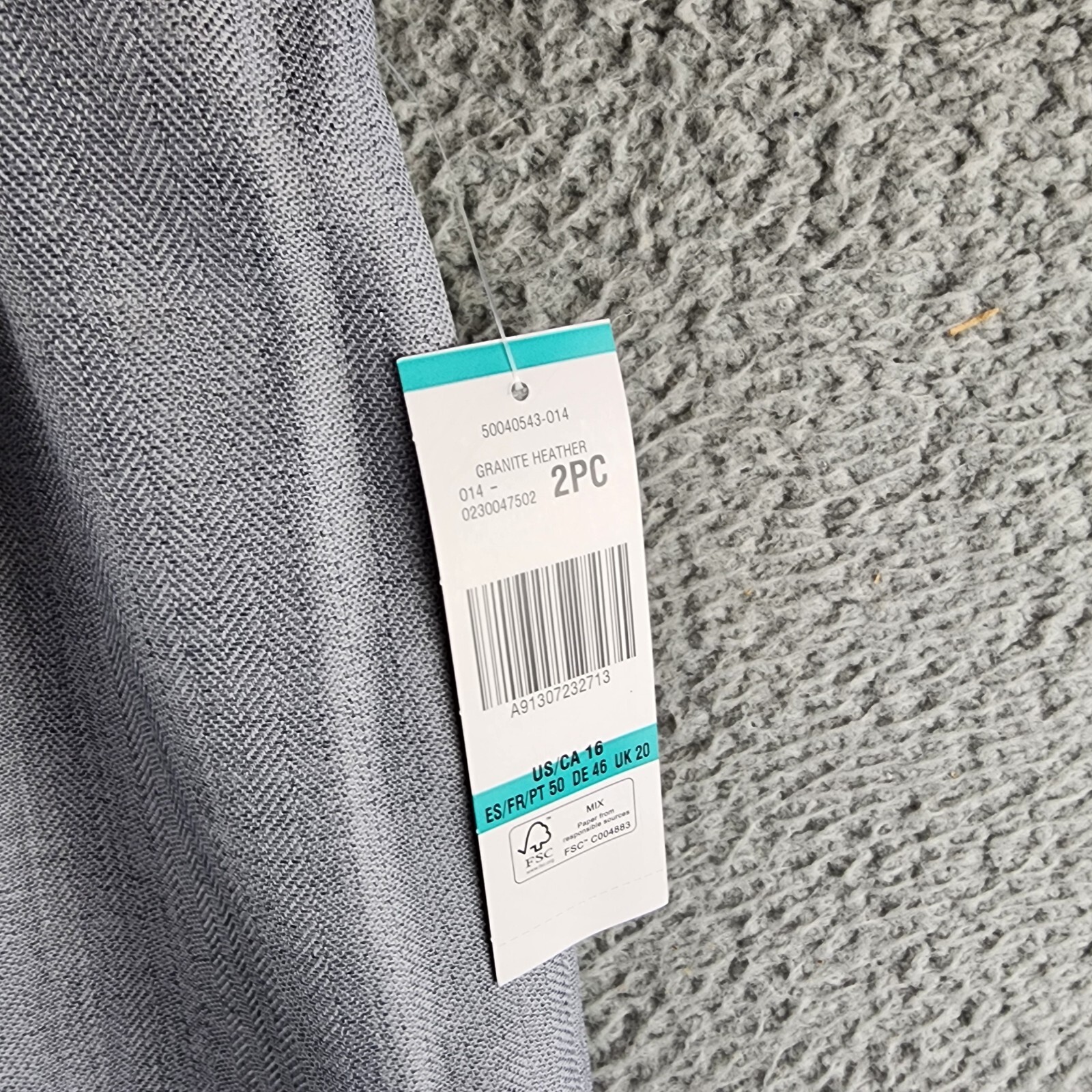 Le Suit Herringbone Pants Women's 16 Granite Pleated Front Elastic Waist Pull On - Picture 6 of 15