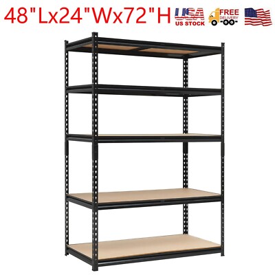 48''x24''x72'' Storage Rack Shelf 5-Tier Adjustable Steel Shelving Units 2000 LBS
