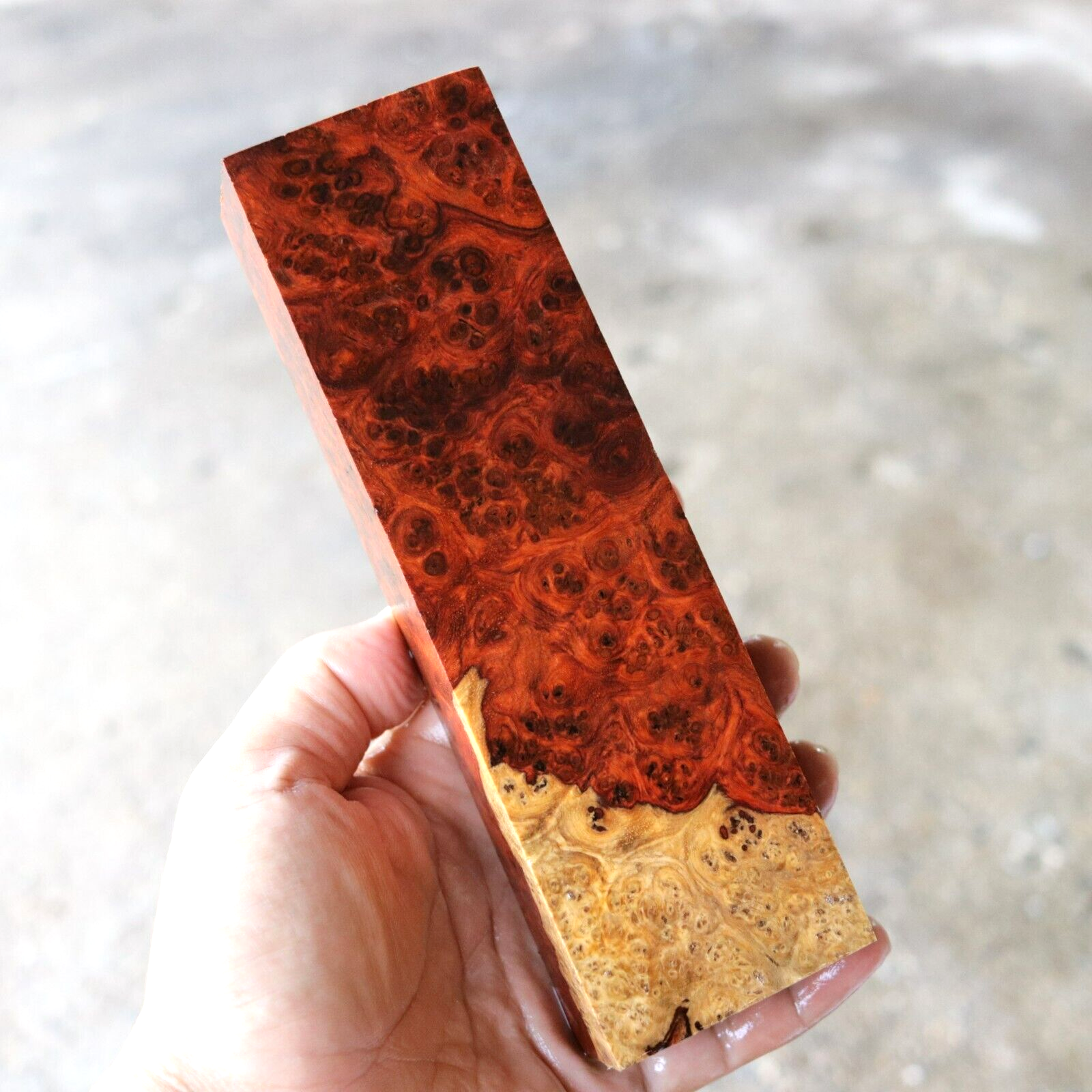 Amboyna Burl, Knife handle, Gun grips, Turning Blank DIY 2"X 7 3/8"X 1 3/8" #284 Amboyna Burl, Knife handle, Gun grips, Turning Blank DIY 2"X 7 3/8"X 1 3/8" #284