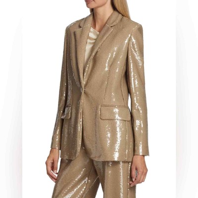 ELIE TAHARI ELIE TAHARI THE HOLLY SEQUINED SUIT JACKET BEIGE