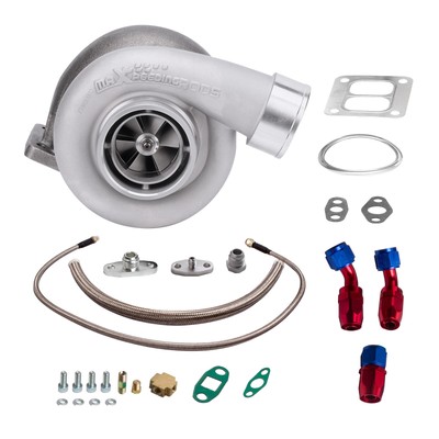 GT45 V-Band Turbo Turbocharger 600+HPs 1.05 A/R + Oil Feed Return Line Kit