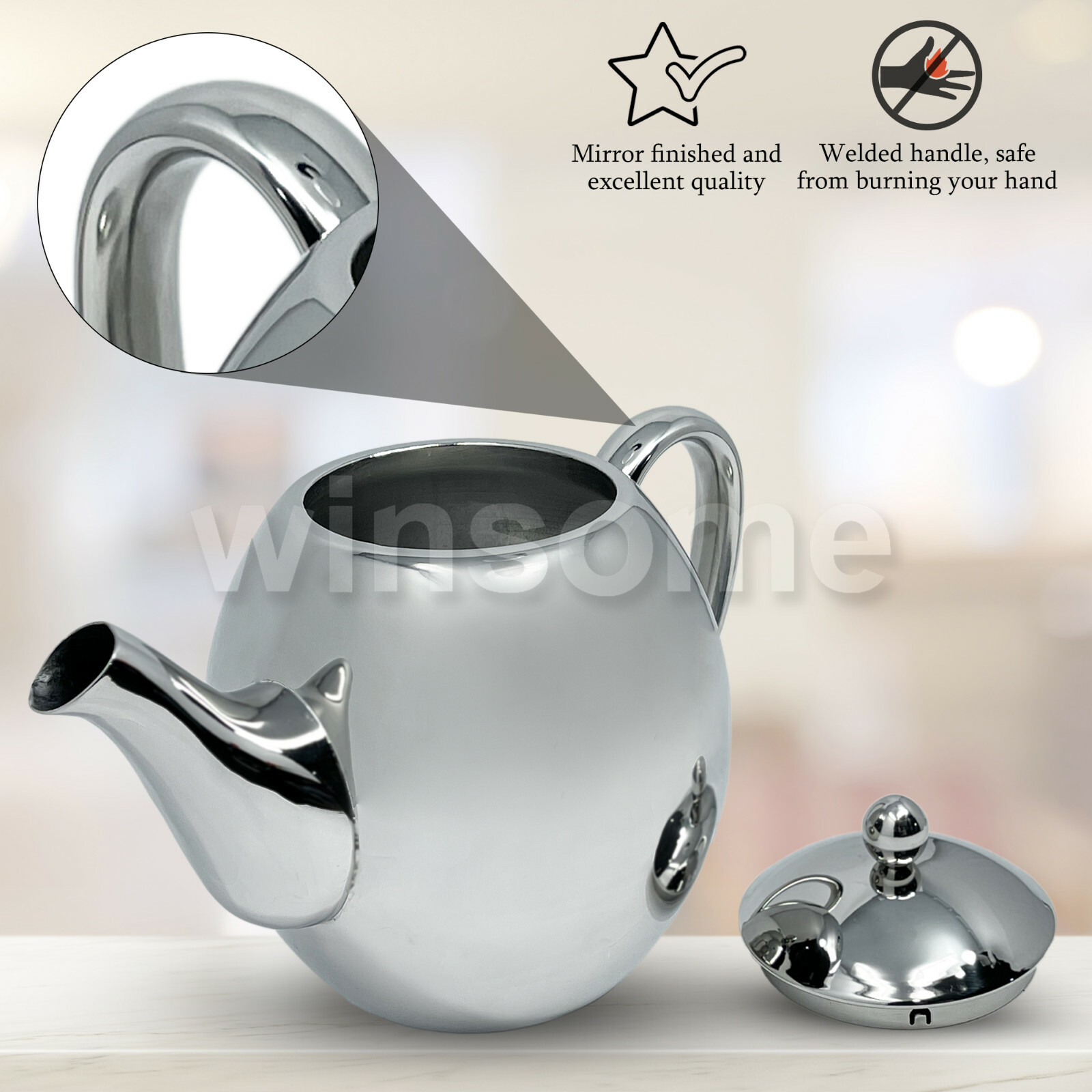 1200ml ( 1.2Ltr ) Quality Stainless Steel Double Wall Insulated Teapot