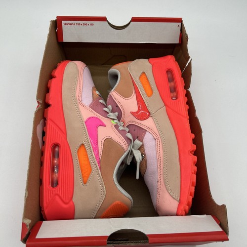 Pre-owned Nike Air Max 90 Bright Crimson Platinum Ct3449-600 Women's Size 8 No Lid In Silver