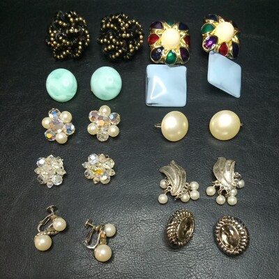 Vintage 10 Pairs Earrings Different Shape, Color & Size 1 RICHELIE. 8230E