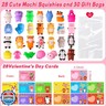 28 Pack Valentines Day Gifts for Kids Classroom Cute Mochi Squishies with Valentines Day Cards for Kids School, Valentines for Kids Class Exchange Cards Gifts Prizes Party Favors for Boys Girls
