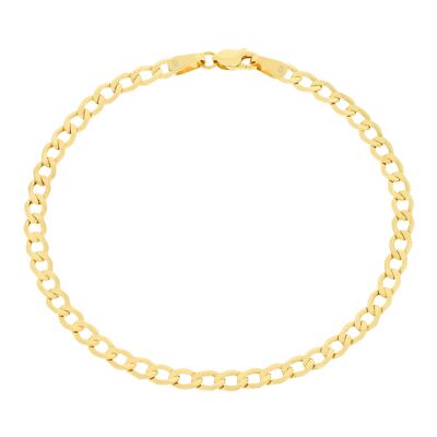 10K Yellow Gold 3.5mm Italian Curb Cuban Chain Link Bracelet or Anklet 7" 8" 9"