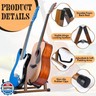 Enhon Double Guitar Stand, Wood A Frame Acoustic Guitar Stand with Soft Foam Arms, Capo and 5 Celluloid Picks, Compatible with Cello, Mandolin, Bass, Banjo, Ukulele, Foldable and Easy to Assemble