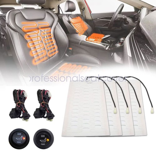 2Seat 12V Universal Carbon Fiber Car Heated Seat Heater Kit with Round Switch -