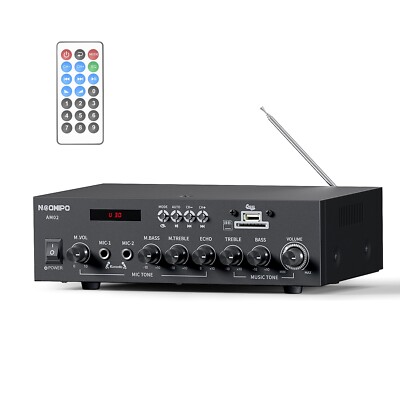 AM02 300W Bluetooth 5.0 Class AB Stereo Power Amplifier 2.0CH Audio Receiver Amp