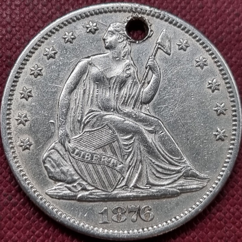 1876 CC Seated Liberty Half Dollar 50c Higher Grade AU